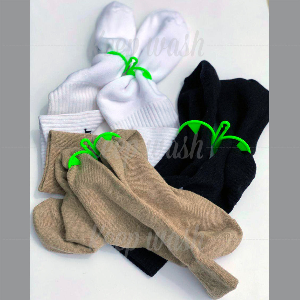 Keep Wash - Circle Sock Clips For Washing Machine, Dryer, And Drawer - Color: Green