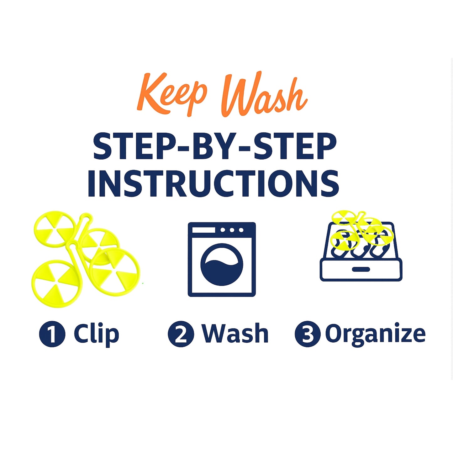 Keep Wash - Circle Sock Clips For Washing Machine, Dryer, And Drawer - Color: Yellow