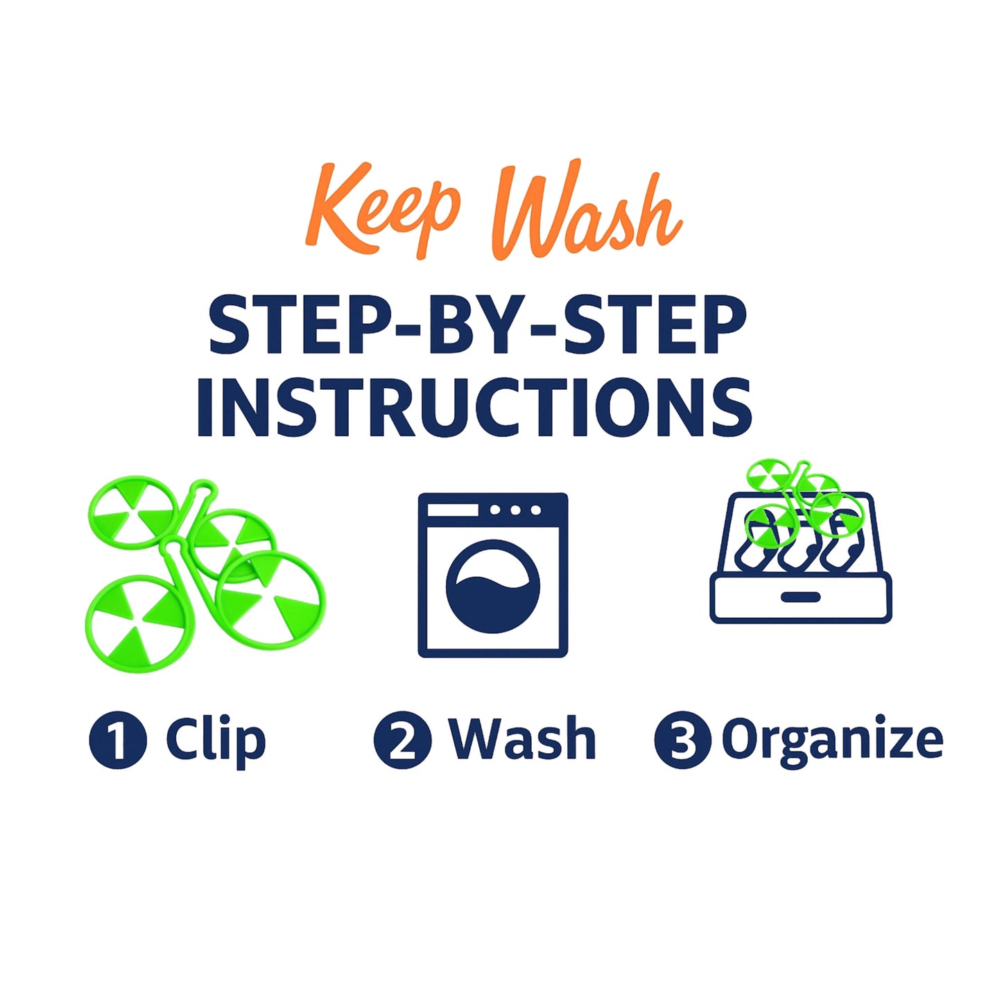 Keep Wash - Circle Sock Clips For Washing Machine, Dryer, And Drawer - Color: Green