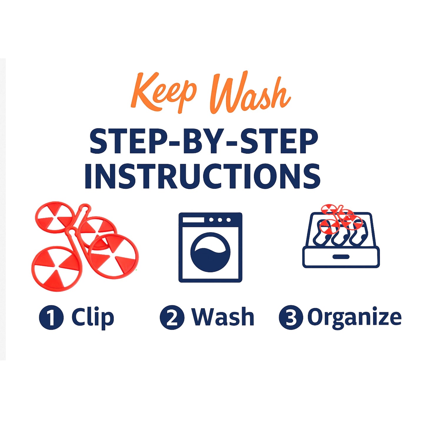 Keep Wash - Circle Sock Clips For Washing Machine, Dryer, And Drawer - Color: Red