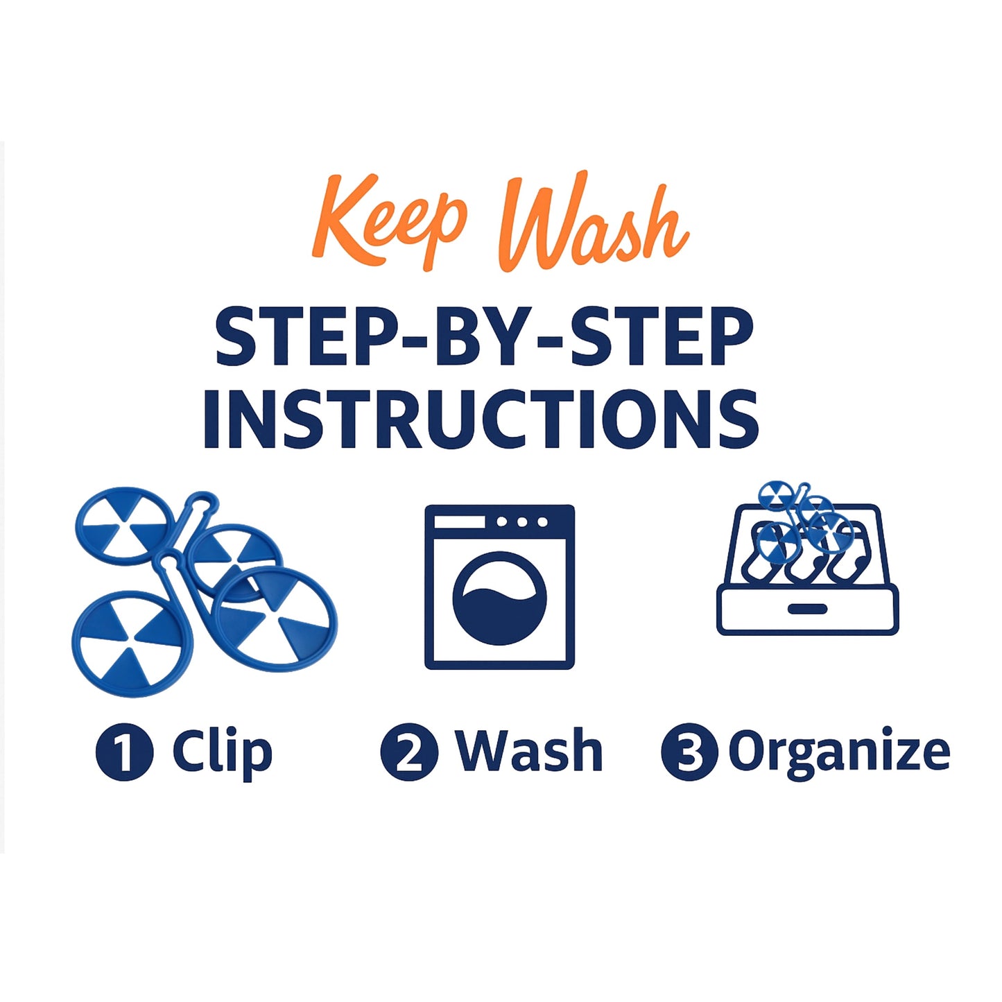 Keep Wash - Circle Sock Clips For Washing Machine, Dryer, And Drawer - Color: Blue