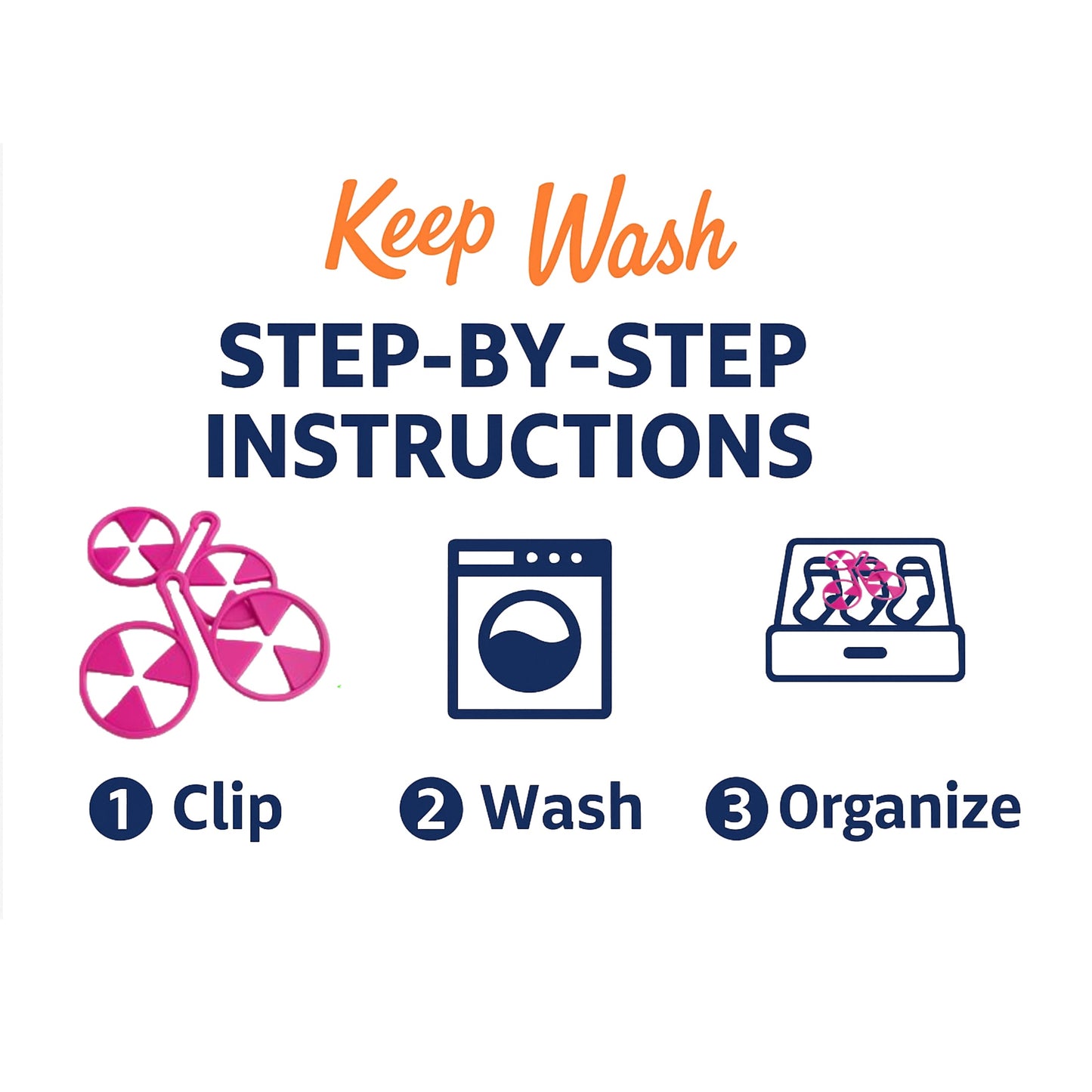 Keep Wash - Circle Sock Clips For Washing Machine, Dryer, And Drawer - Color: Pink