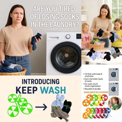 Keep Wash - Circle Sock Clips For Washing Machine, Dryer, And Drawer - Color: Blue
