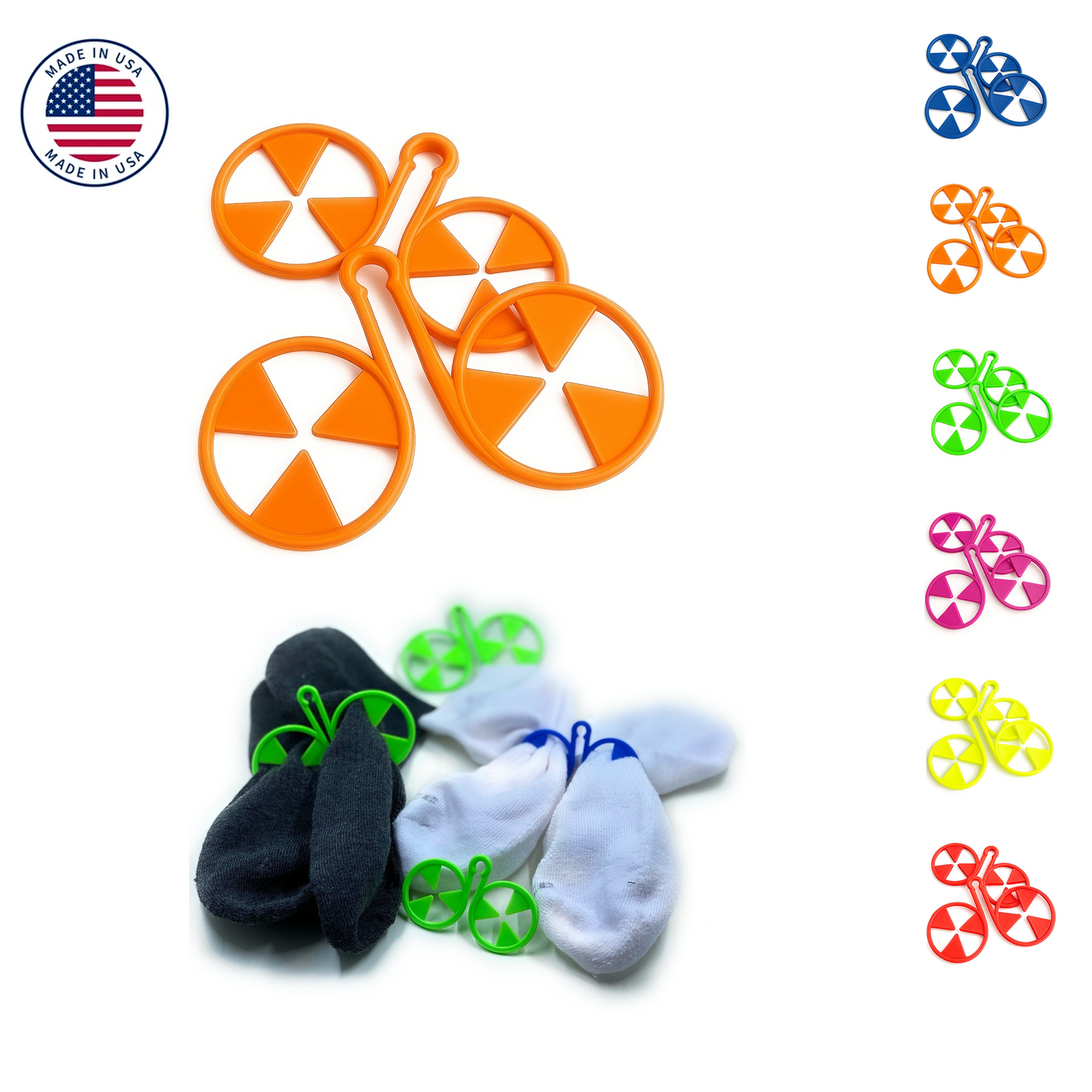 Keep Wash - Circle Sock Clips For Washing Machine, Dryer, And Drawer - Color: Orange